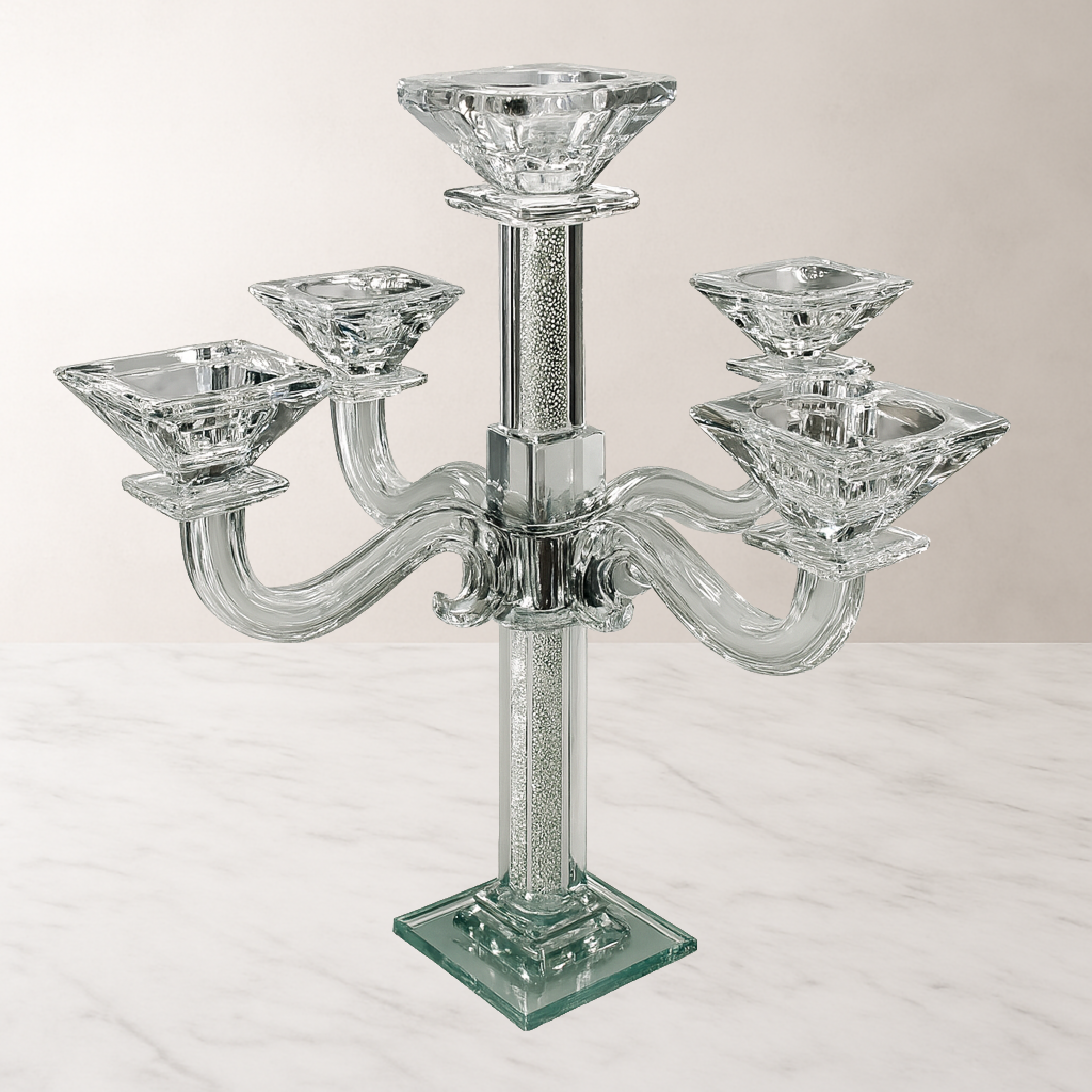 5-Branch Glass Candelabra