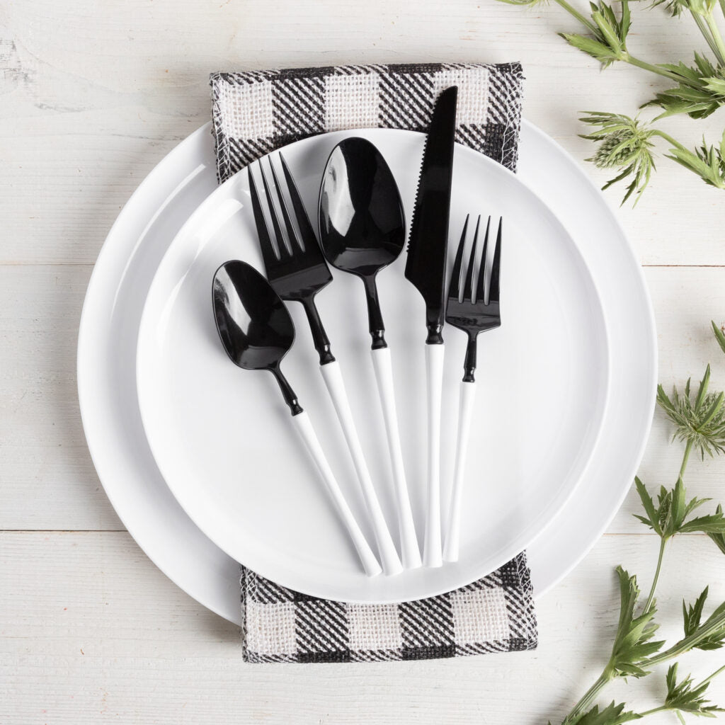Infinity Flatware White/Black Teaspoons - 20 Count
