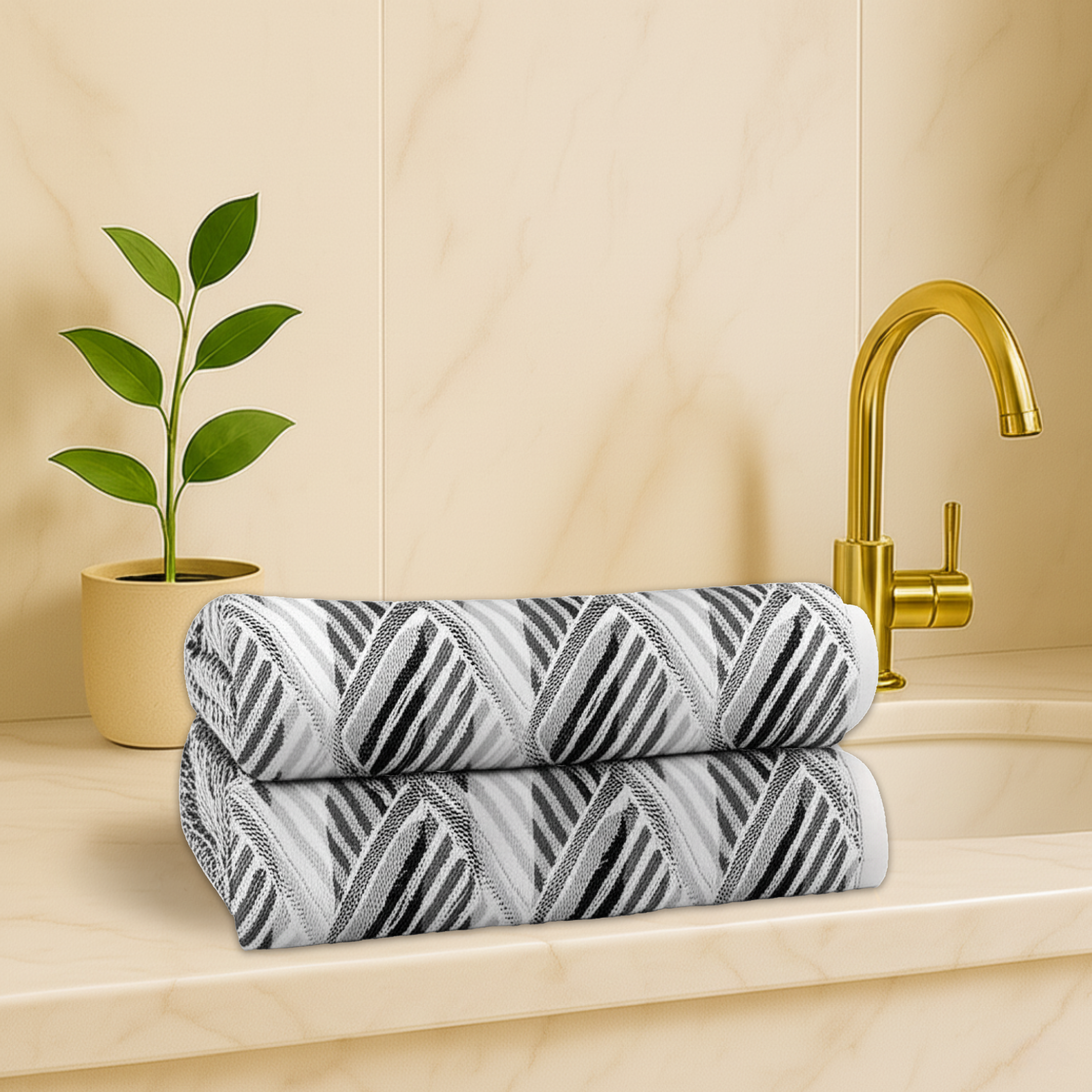 Limestone Black Hand Towel