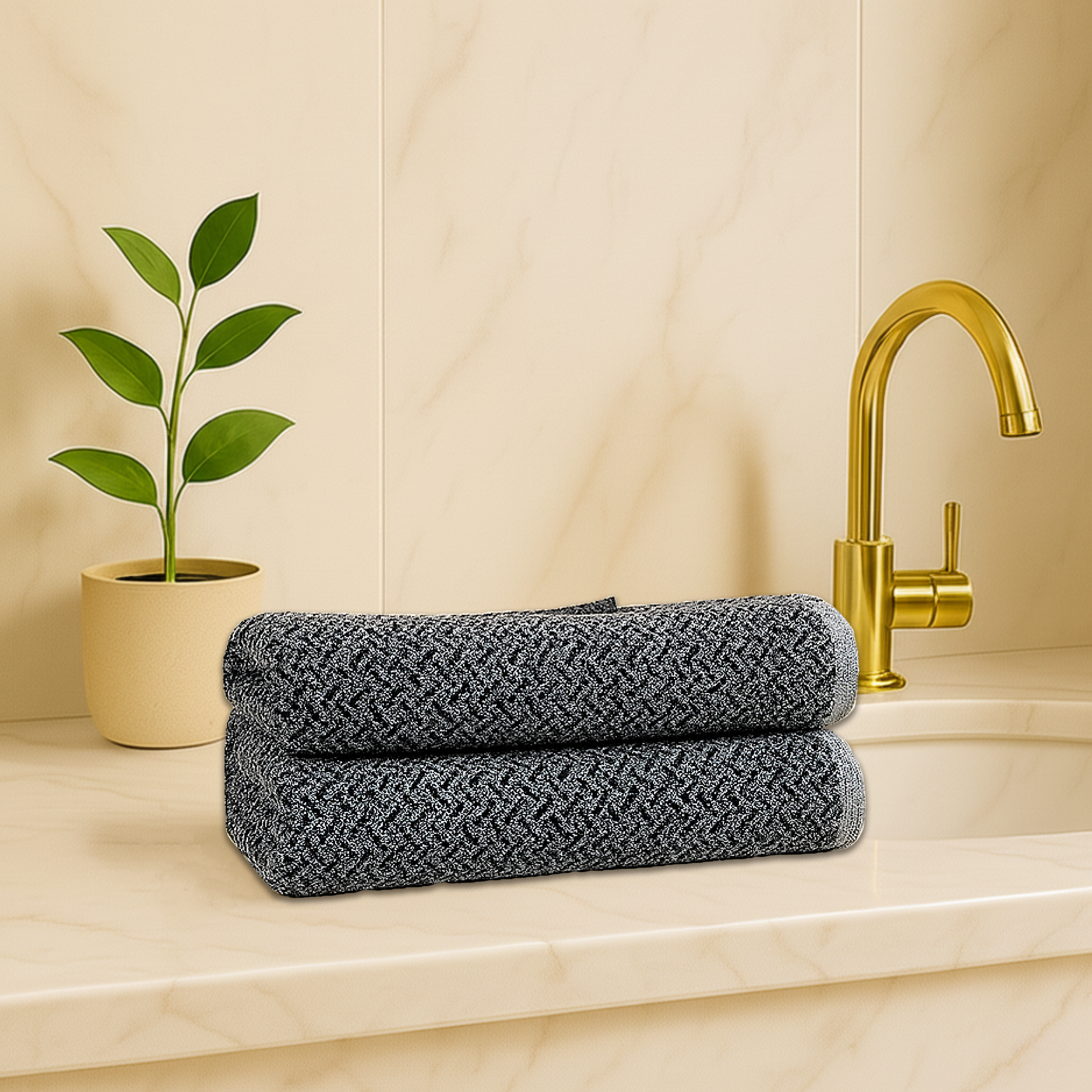 Brick Stone Hand Towel Gray