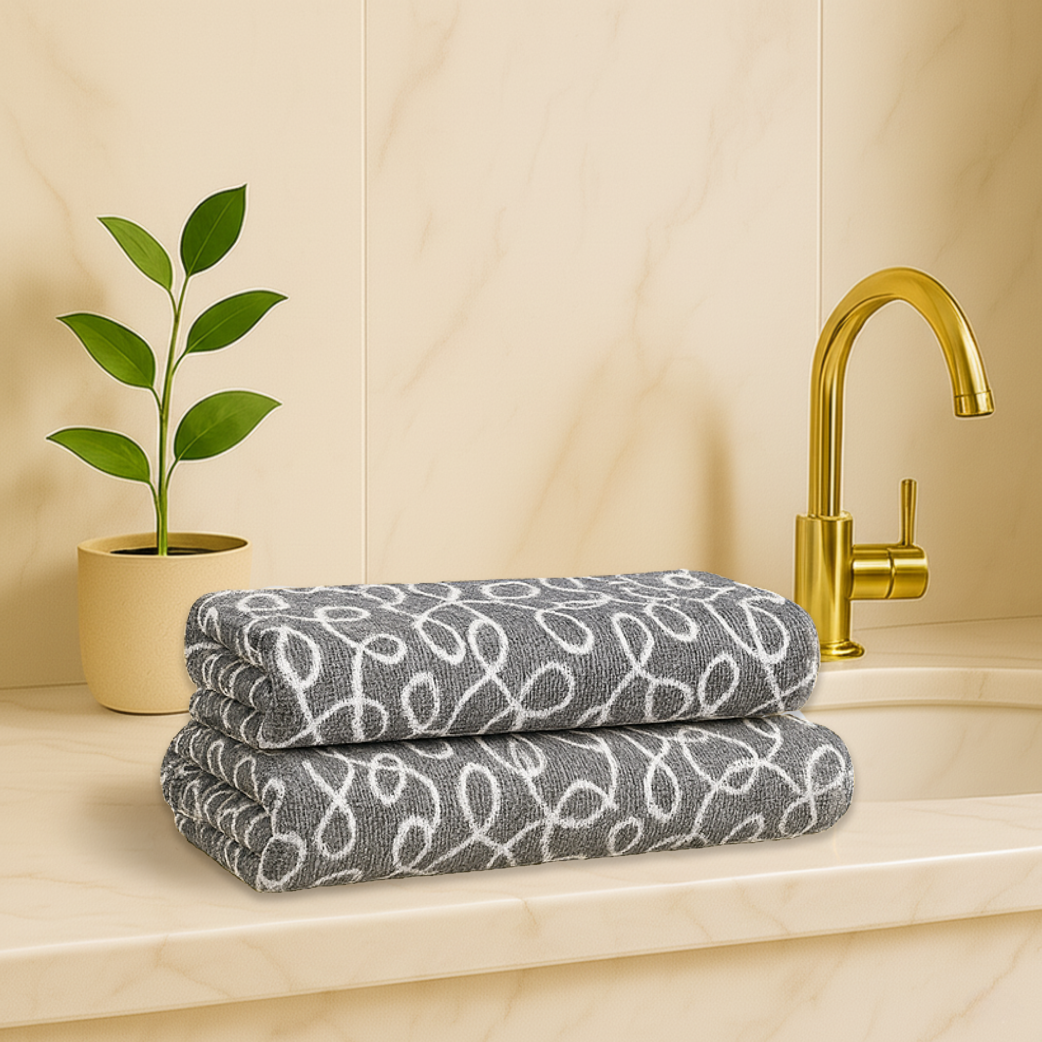 Scroll Grey Hand Towel