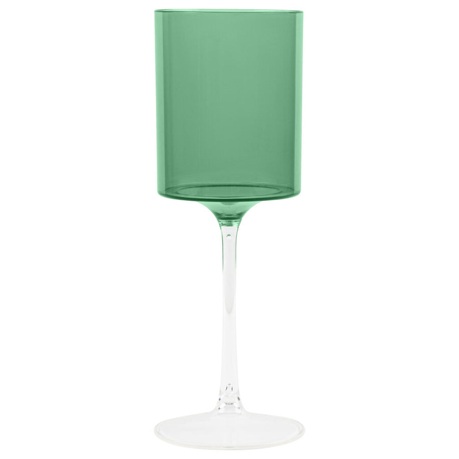 Two Tone Wine Glass Green/Clear- 5 Count - The Closeout Connection