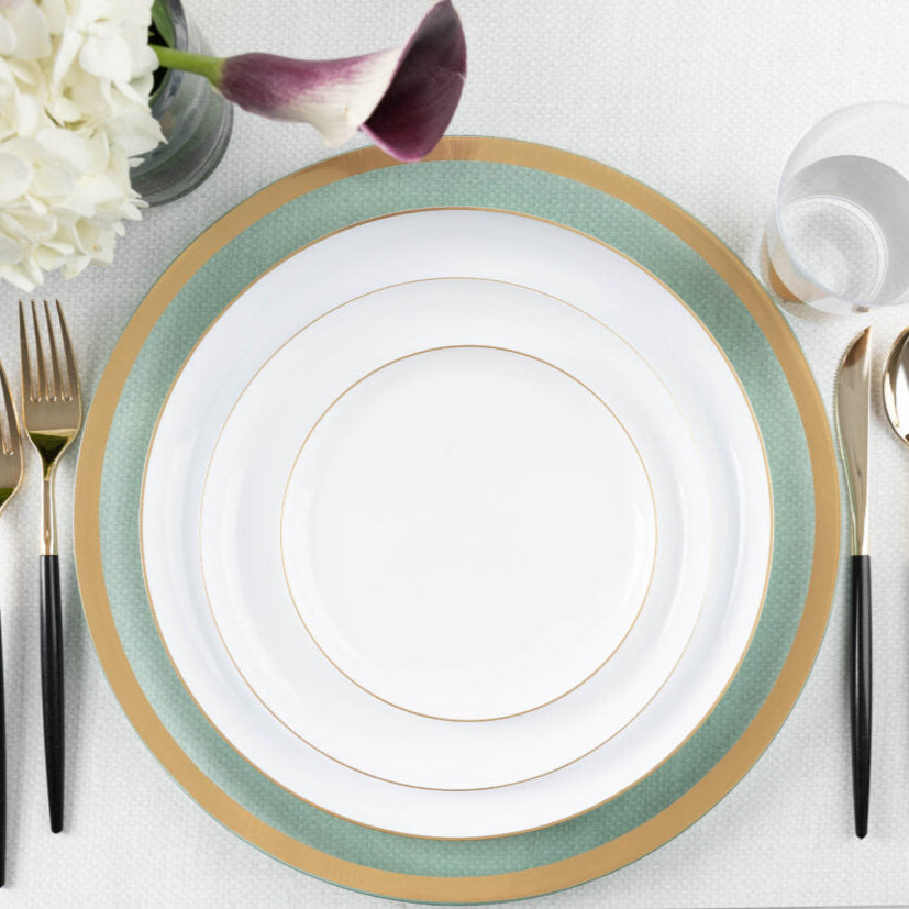 Edge Collection Round Plates - 10 Count - White/Gold#Color_White-Gold