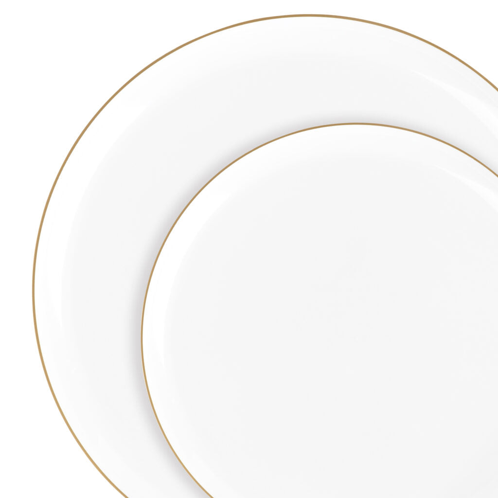 Edge Collection Round Plates - 10 Count - White/Gold#Color_White-Gold