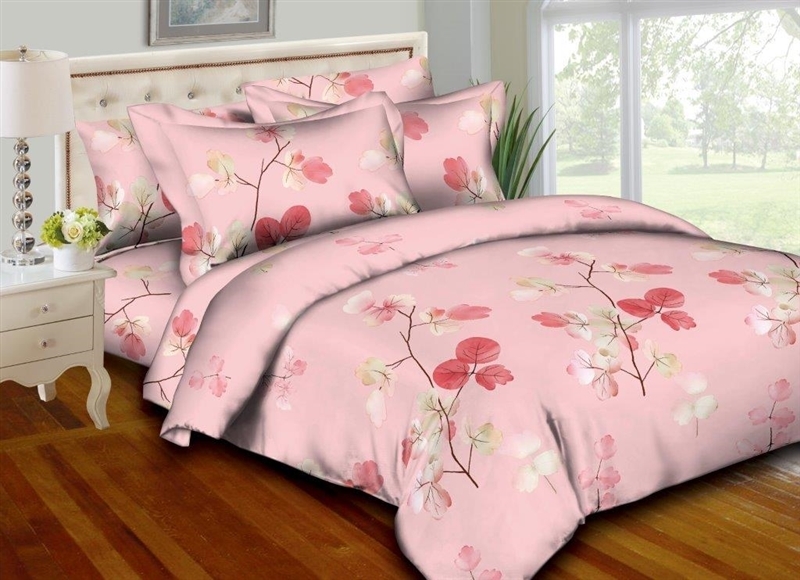 Better Bed Collection: Pink Leaflets 8PC Bedding Set