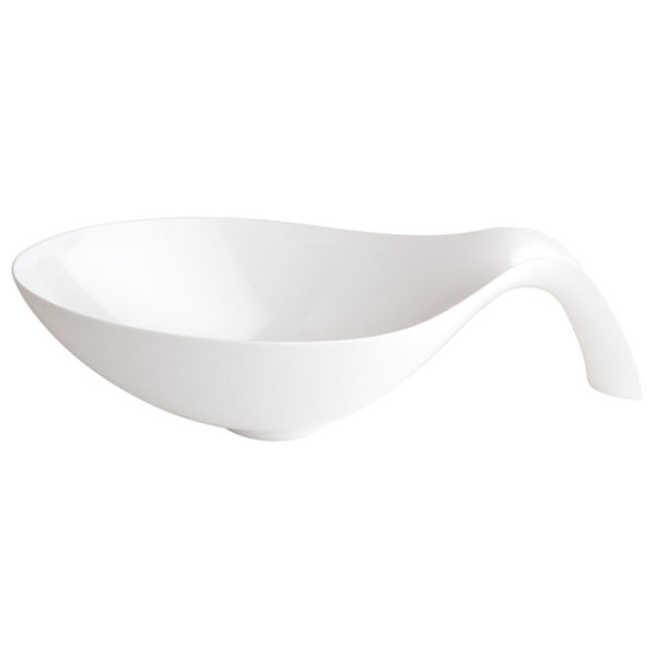 Spoon Shaped Salad Bowl 64 oz White Large