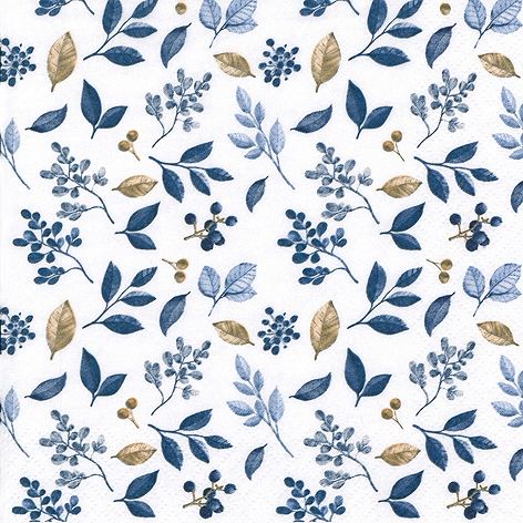 Frosty Leaves- Blue Decorative Napkins- 20ct