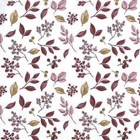 Frosty Leaves- Burgundy Decorative Napkins- 20ct