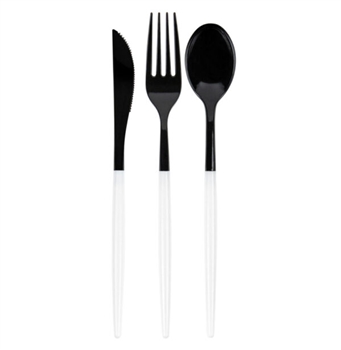 Chic Flatware Black and White 32ct Combo