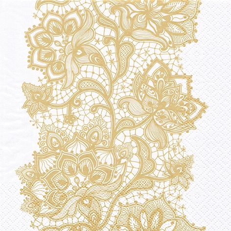 Lace Pattern White - Gold Decorative Napkins-20ct