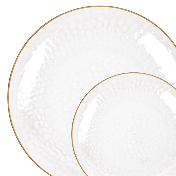 Organic Hammered Plates Clear/Gold Rim-10ct