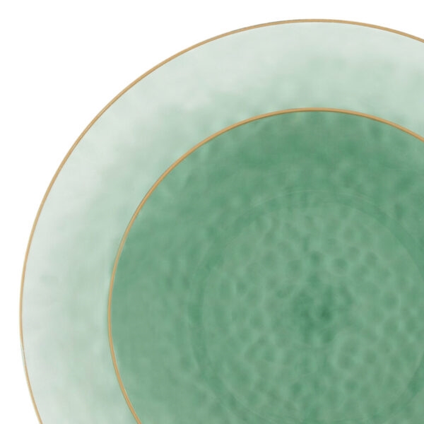 Organic Hammered Plates Green/Gold Rim-10ct