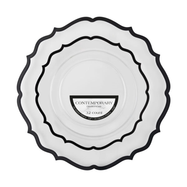 Contemporary Dinnerware 32 Count Combo in Clear/Black