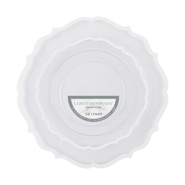 Contemporary Dinnerware 32 Count Combo in Clear/White