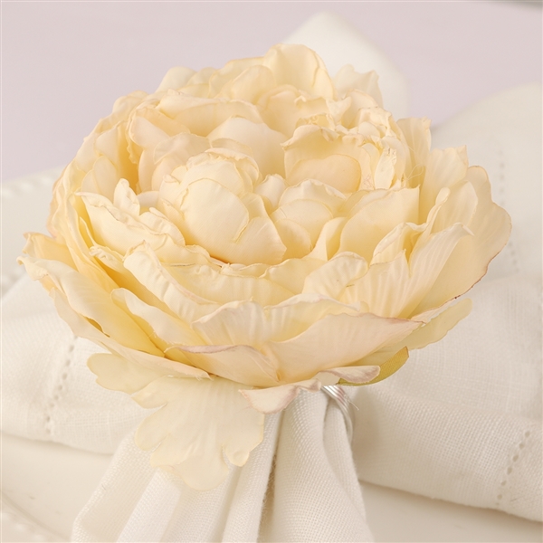 Cream Floral Napkin Rings - Set of 4