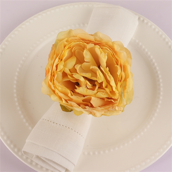Yellow Floral Napkin Rings - Set of 4