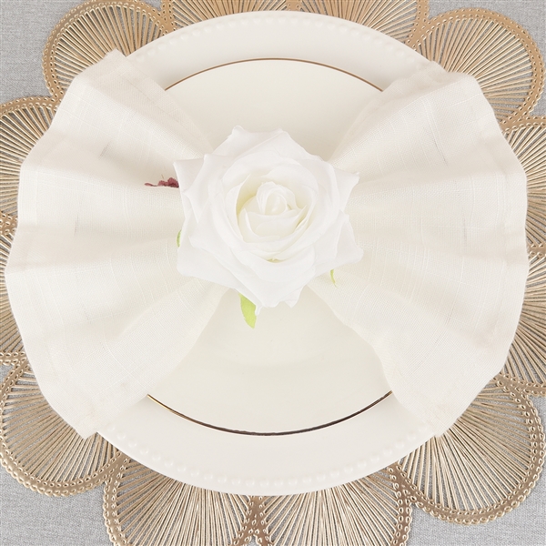 White Floral Napkin Rings - Set of 4