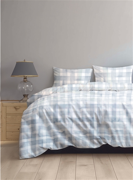 Luxe Premium Bedware - Watercolor Check in Blue 6PC Bedding Set