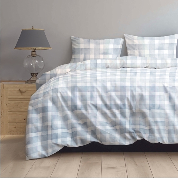 Luxe Premium Bedware - Watercolor Check in Blue 6PC Bedding Set