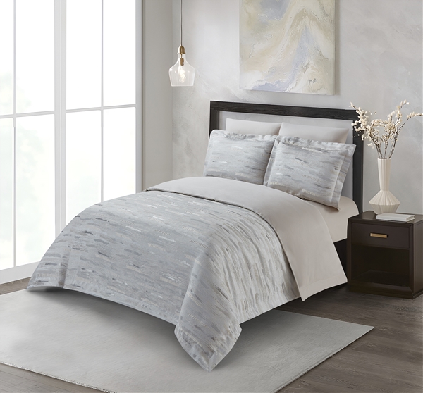 Carnegie Luxury 8PC  Bedding Set in Grey -250 Thread Count