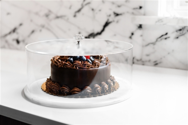 Lucite Round Cake Holder with Marble Base