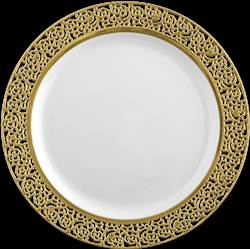 7.5" Inspiration High End Plastic Plates Gold/White - 10 Count