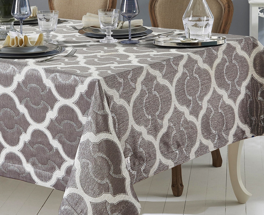 Sienna White/Gray Reversible Tablecloth 