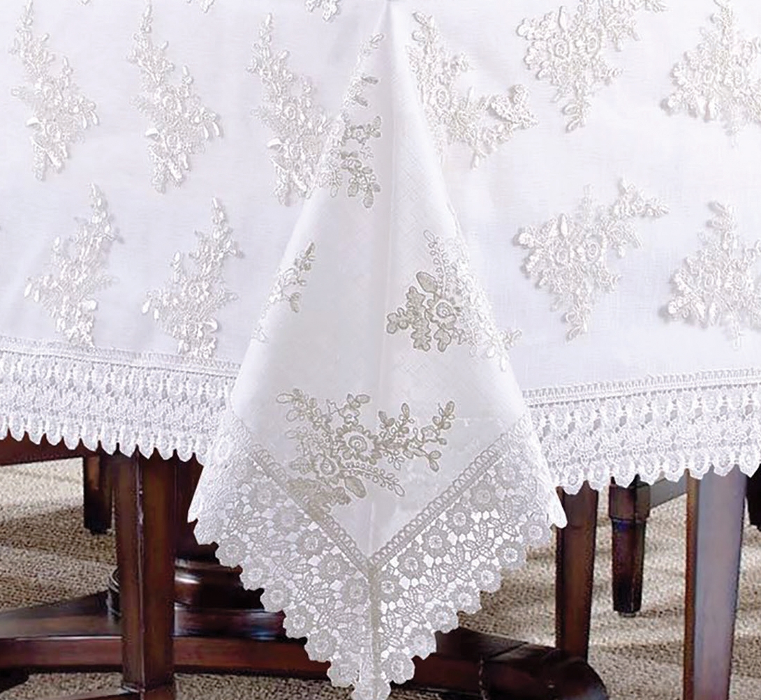 Stockholm Luxury Tablecloth In White 
