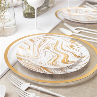 BloominGoods 50-Piece Disposable Plastic Plates - Party & Wedding